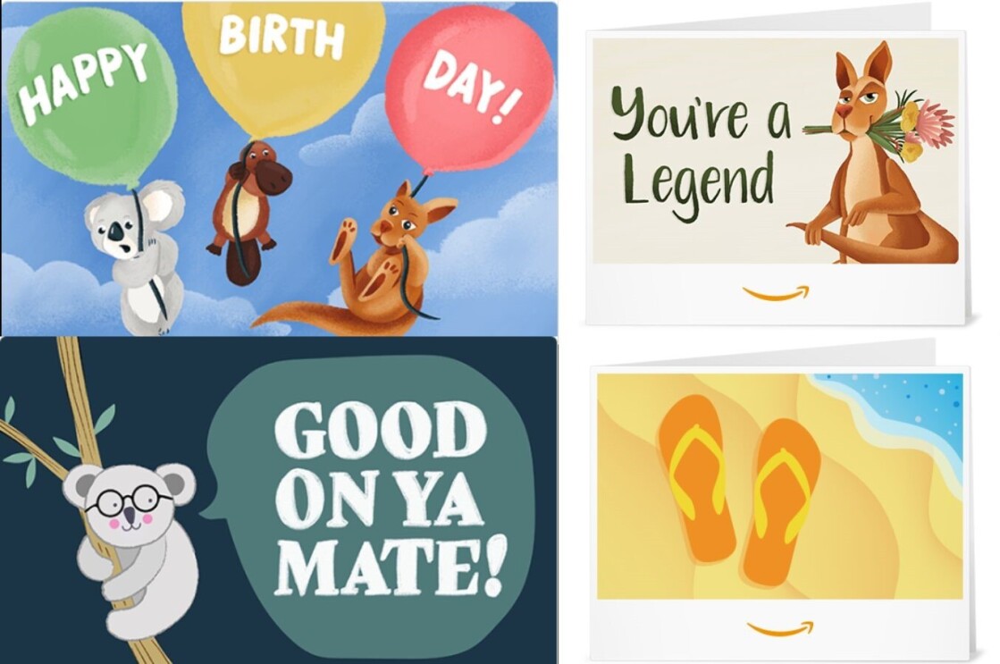 Amazon Gift Cards with Aussie-inspired Designs