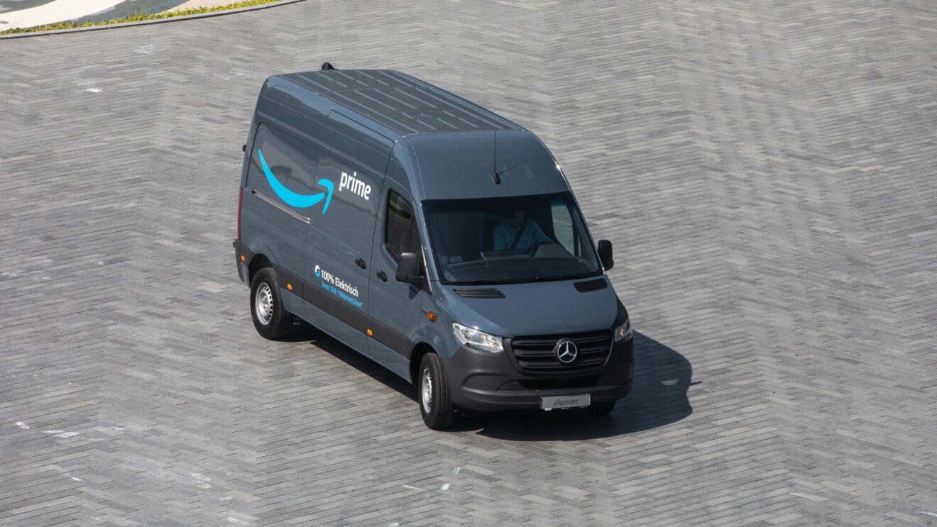 Mercedes-Benz delivery van with Amazon branding
