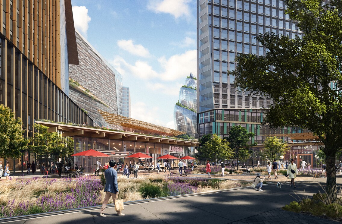 A rendering of Amazon's PenPlace in Arlington, Virginia