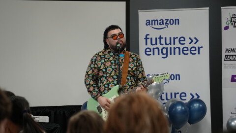 Sebastian Gaskin performs at 2025 Your Voice is Power launch event