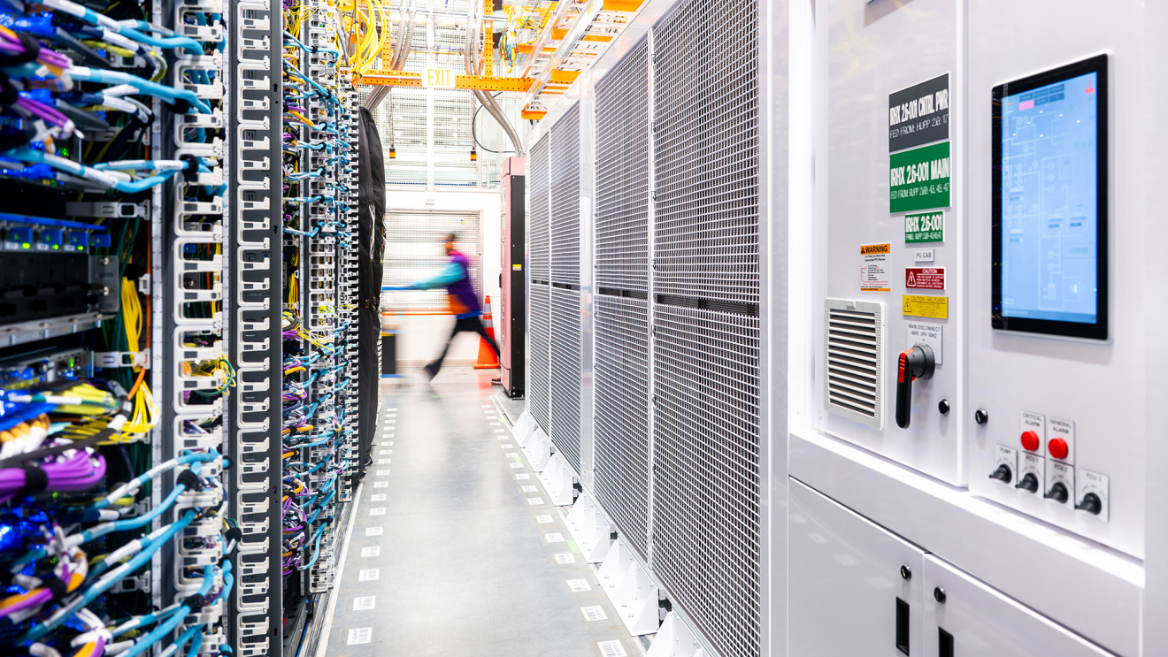 Server racks withing a data center.