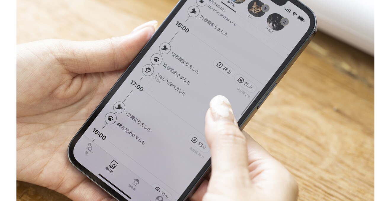何時に何をしていたかスマートフォンから確認する様子