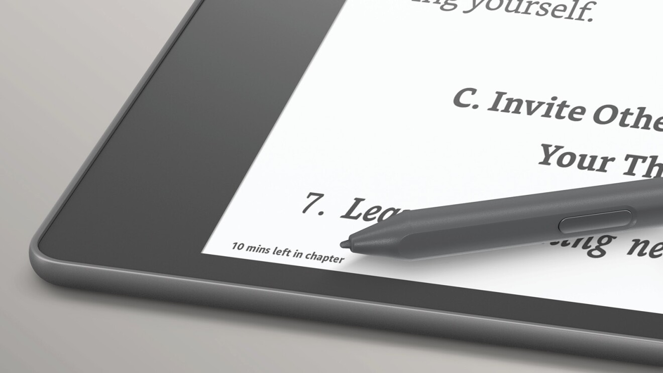 s Kindle Scribe comes with a pen to write on it