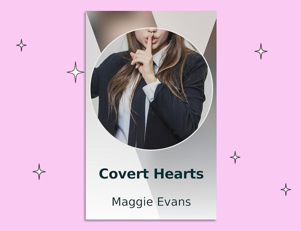 An image of a book cover of 'Covert Hearts' with a pink background.