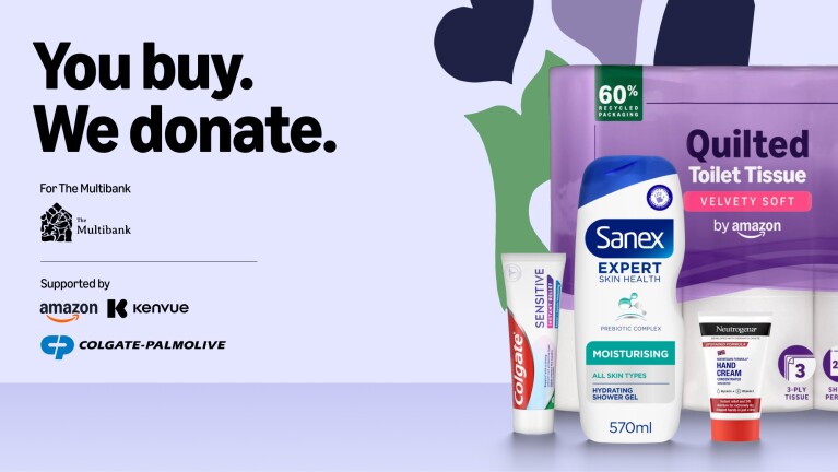 Charity campaign: You buy, We donate, featuring toiletries and household products