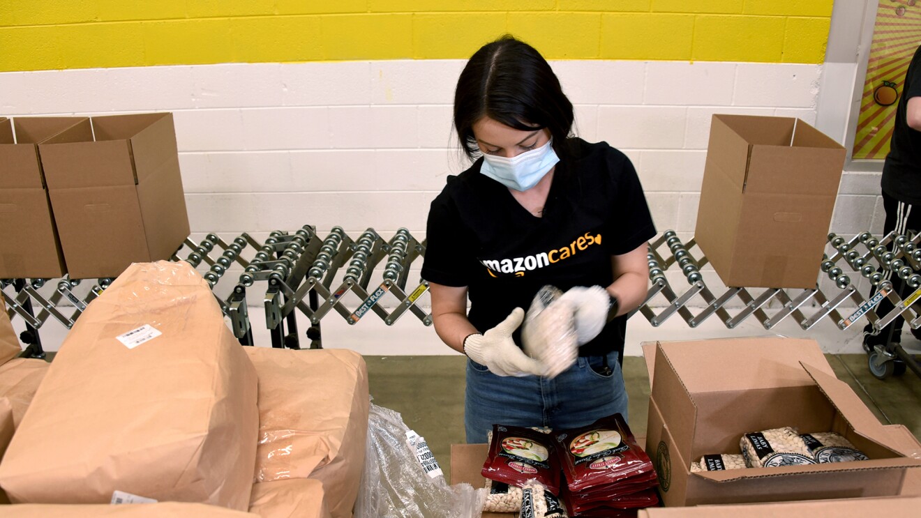 Faces of Amazon associates working at Amazon fulfillment centers