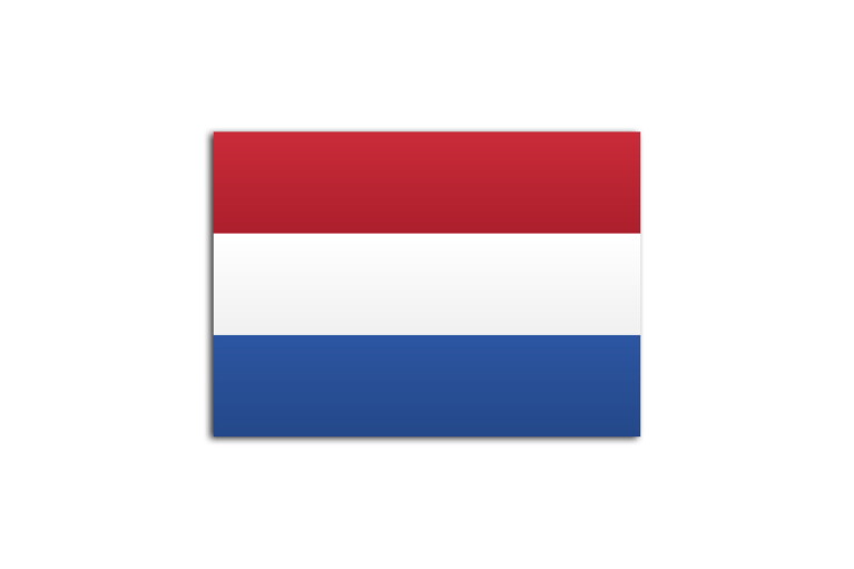Flat flag of Netherlands on white background