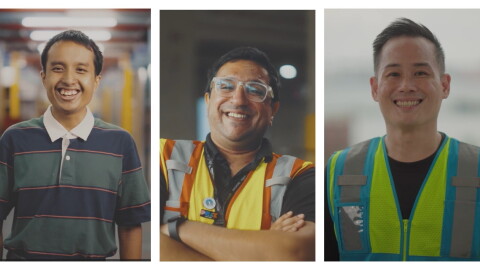 Three team members of Amazon Singapore