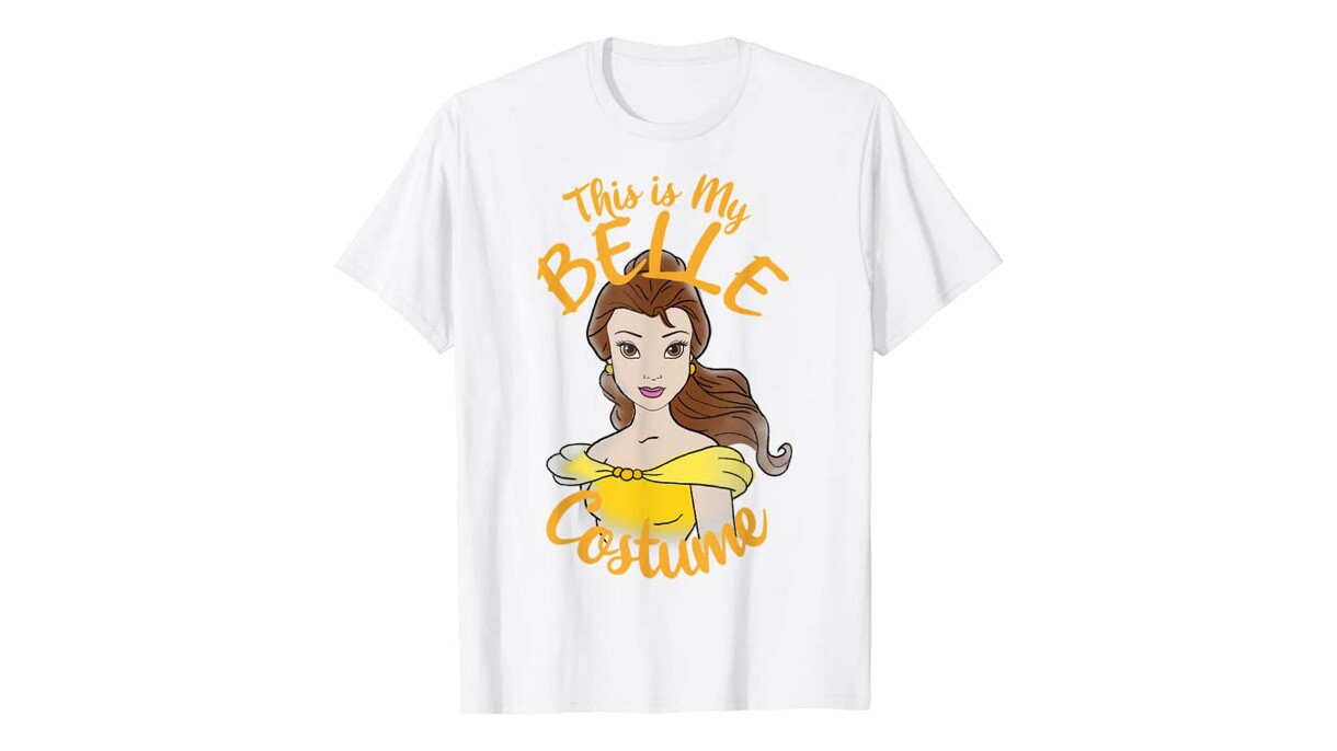 image of a shirt with princess belle on it that says "this is my belle costume"