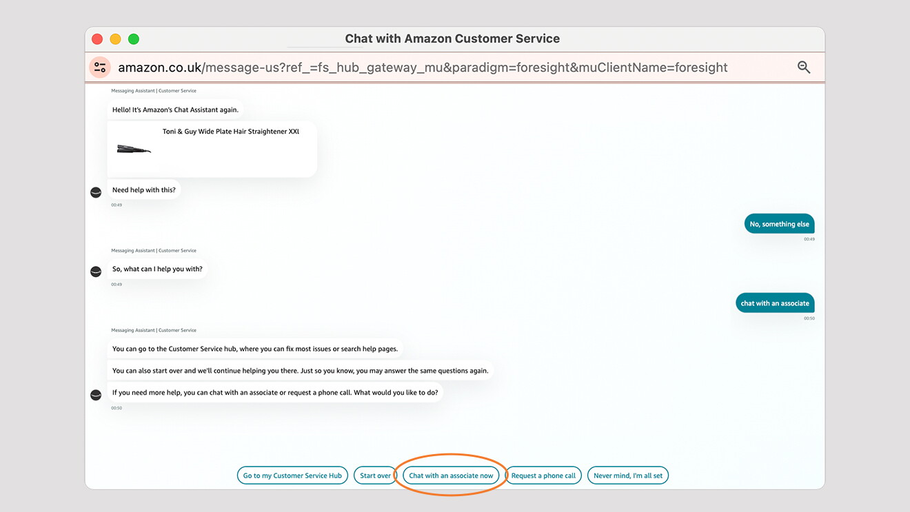 Laptop showing how to contact Amazon customer service