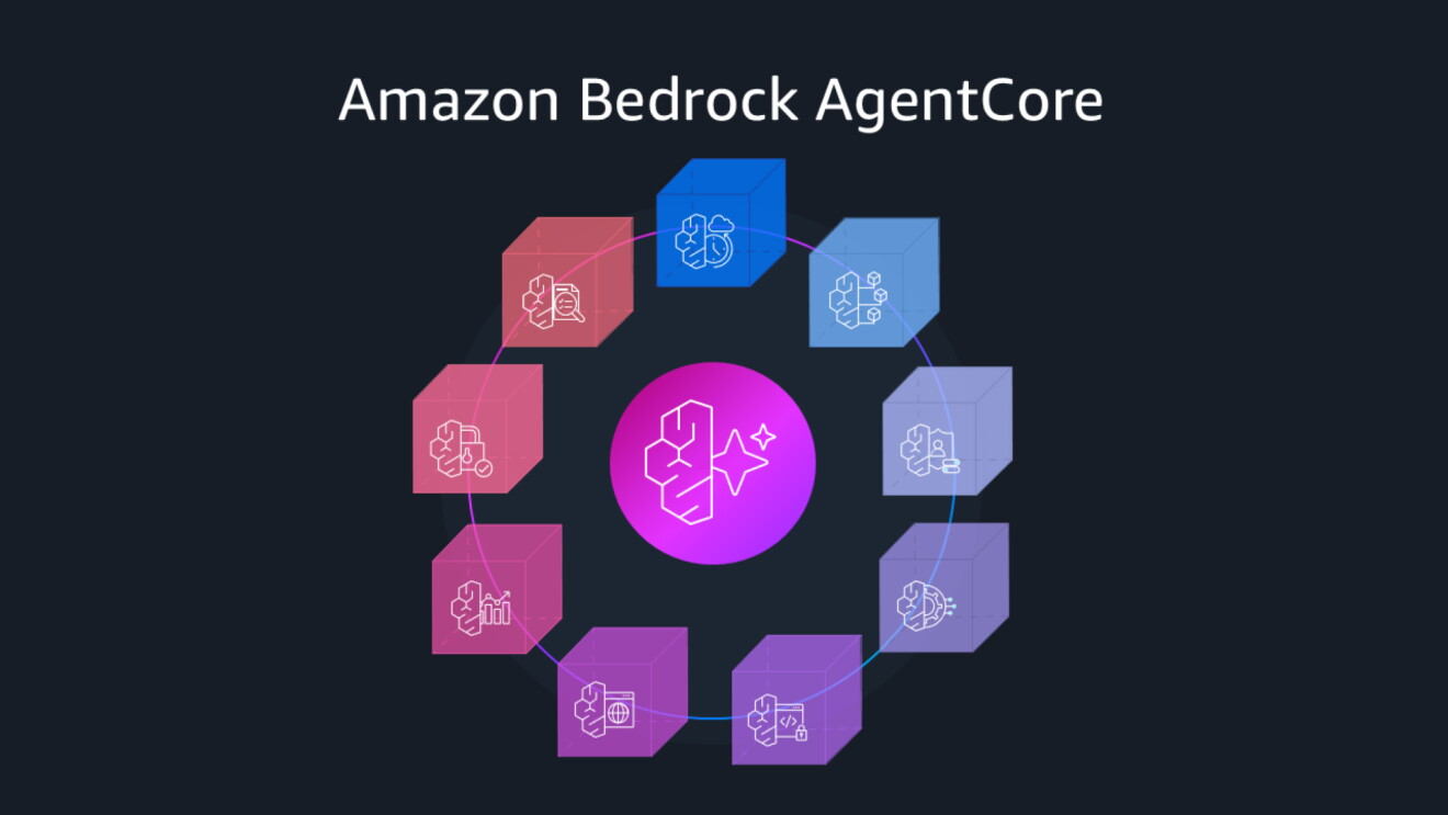 Amazon Bedrock AgentCore diagram with interconnected cubes
