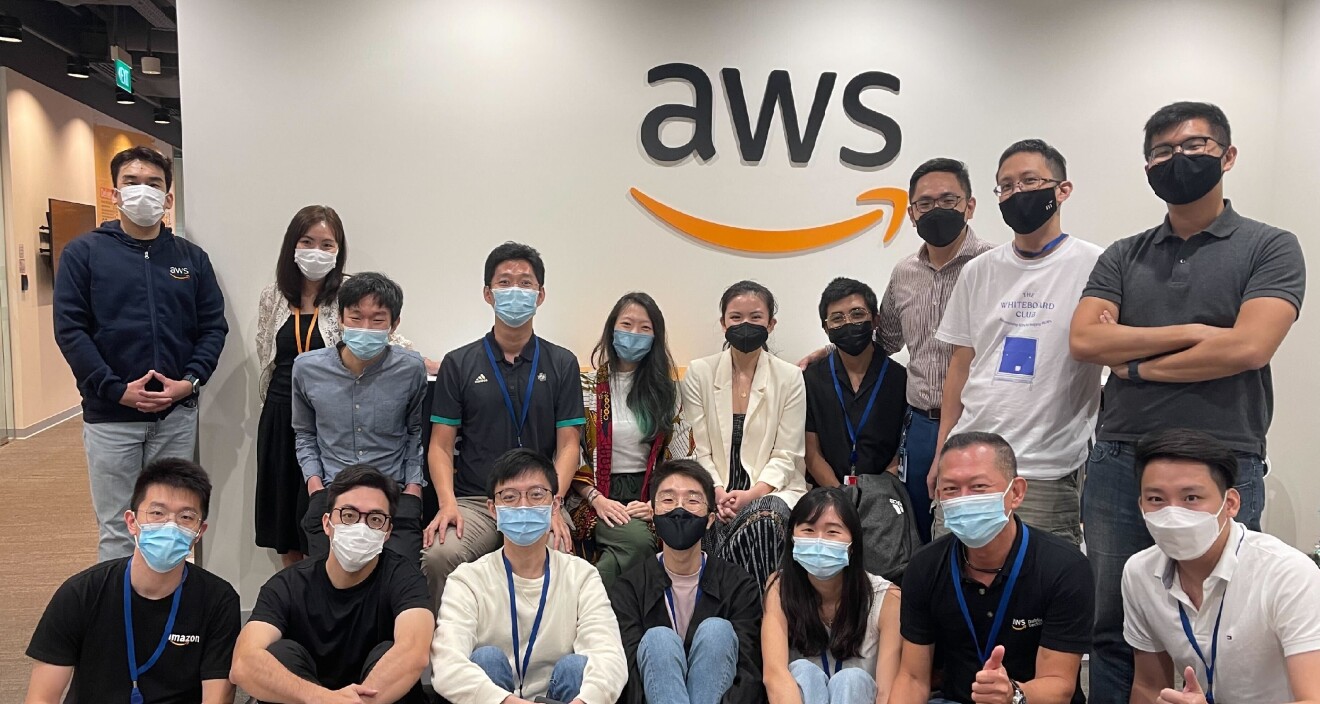 Hackers posing in front of the AWS Sign.