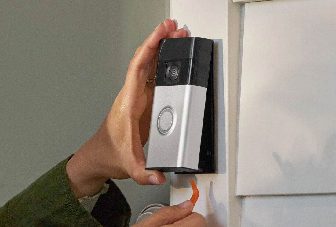 Ring Doorbell Home Installation Outside a Front Door