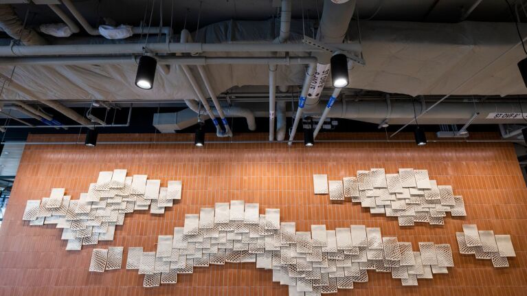 An image of an art installation at Amazon's second headquarters in Arlington, Virginia.