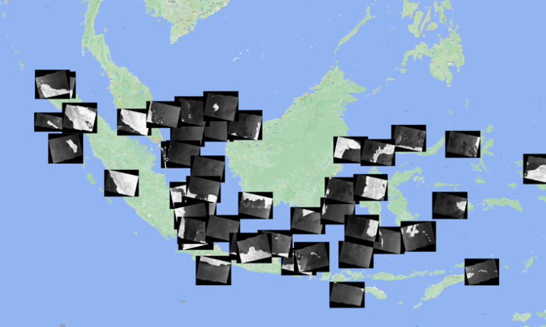 Satellite imagery tracking source of oil slicks