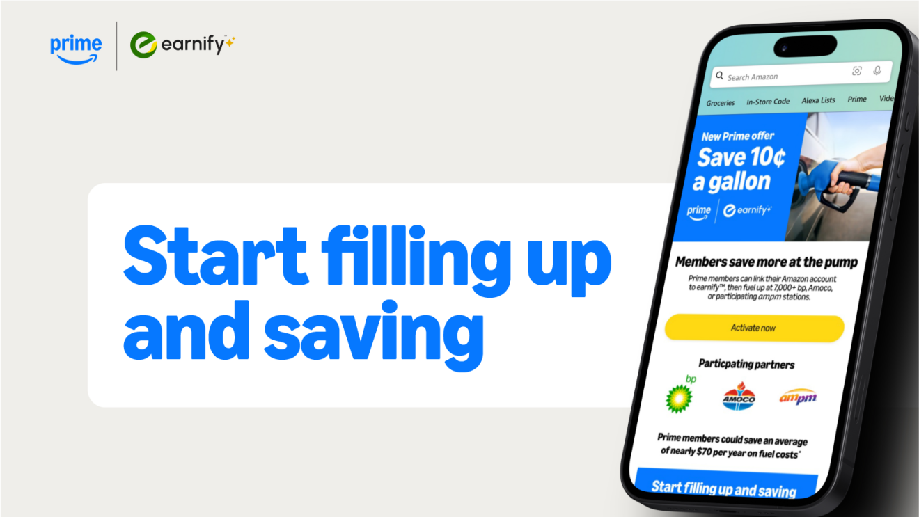 Fuel savings offer via 3P for Prime members: "start filling up and saving"