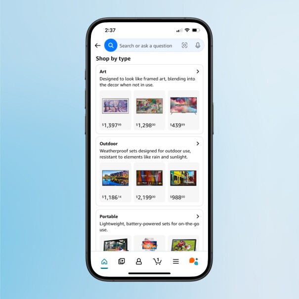 Screenshots of Amazon's AI Shopping Guides