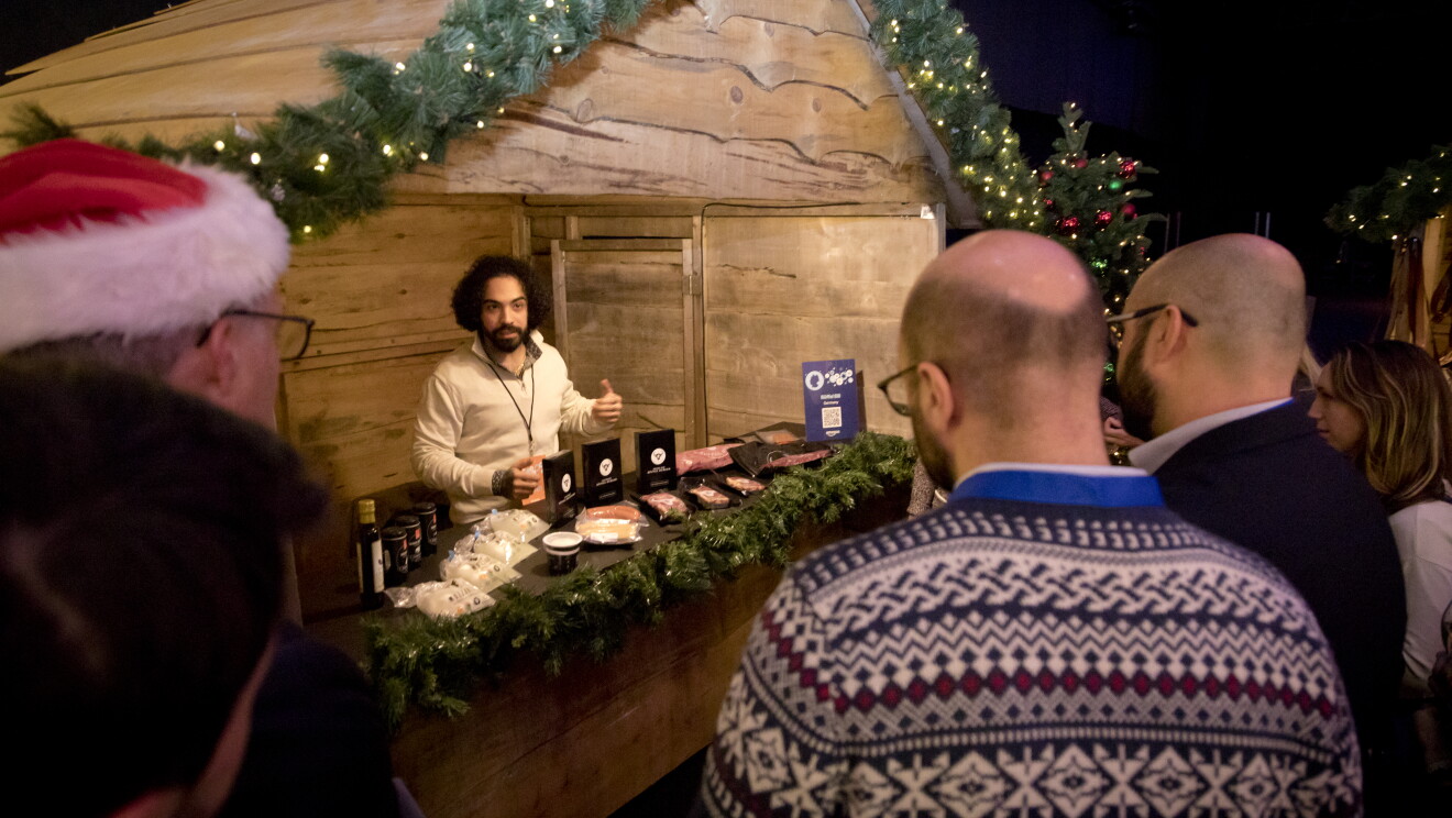 Attendees at Amazon's Christmas market