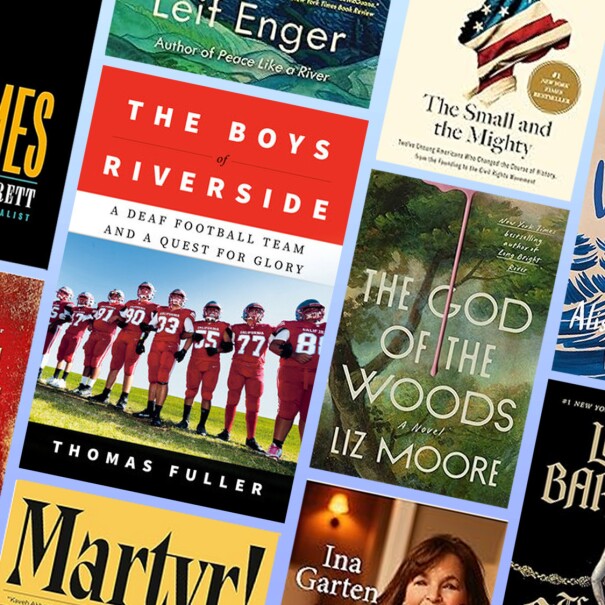 A collage of book covers and a seal which reads Best Books of 2024