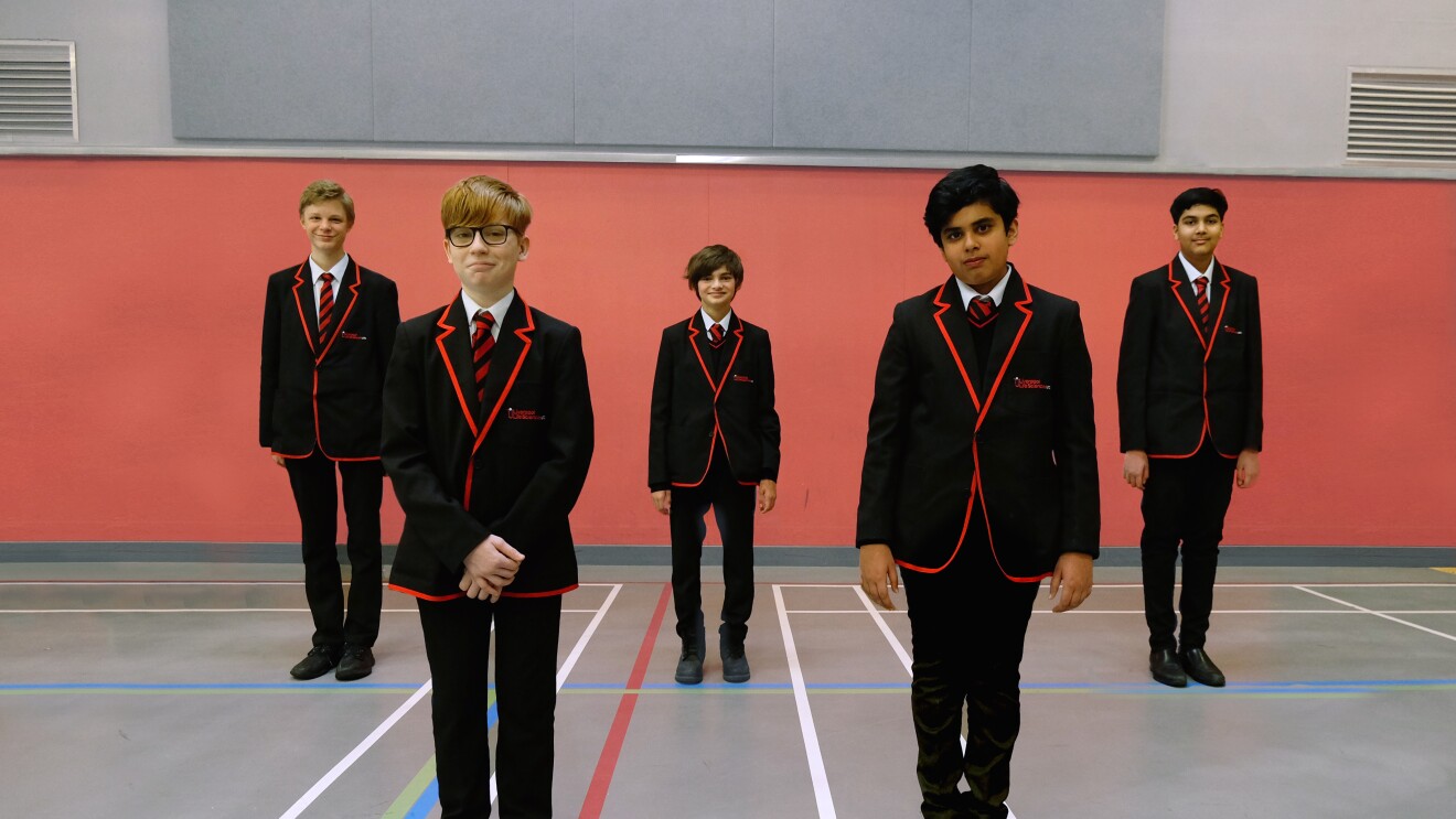 Plasticivore team (Liverpool Life Sciences UTC) L-R Tamino, Jayden, Mateo, Monas, Aakash