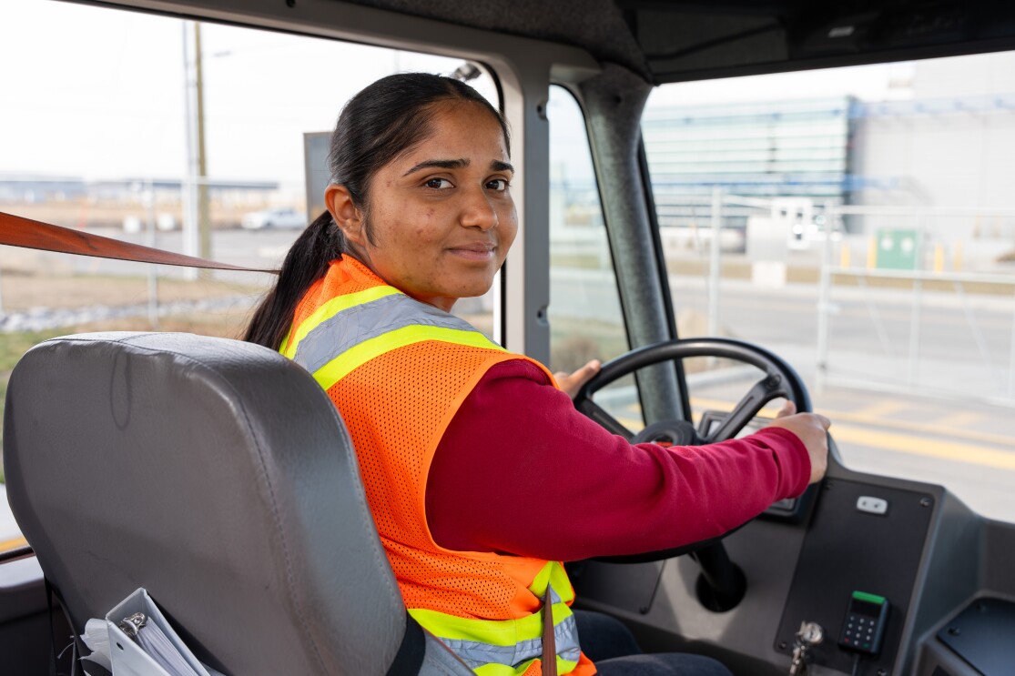 Amazon employee behind the wheel