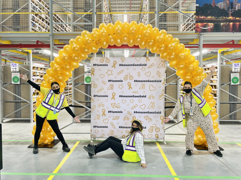 #AmazonGoesGold at an Amazon Fulfilment Centre in Melbourne