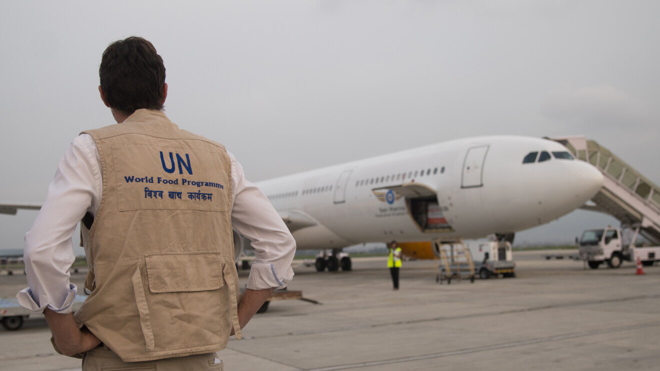 Freight Plane with the supplies ready to travel to Nepal
