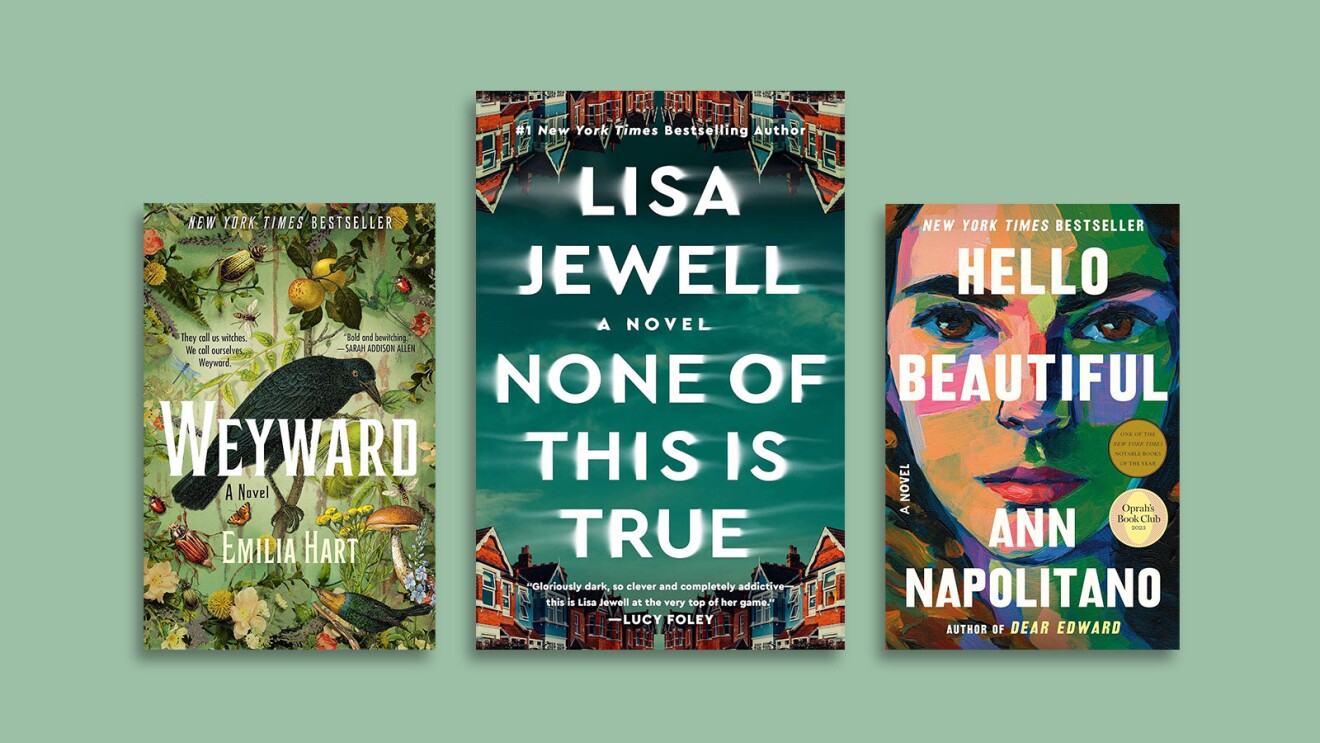 An image of book covers on a green background.