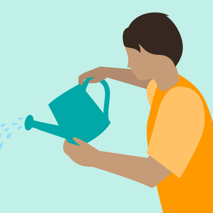 Illustration of a Person with a Watering can