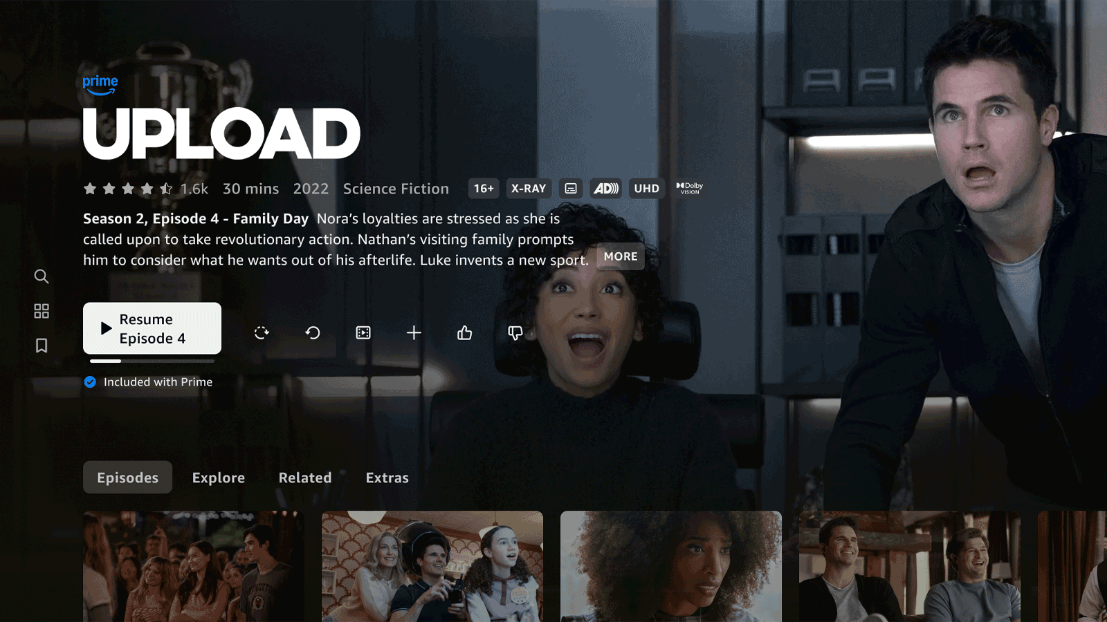 Prime Video and AI features: Prime Video home screen for show Upload