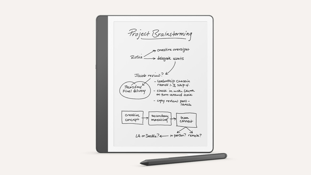 Amazon Kindle Scribe e-reader device and Premium Pen