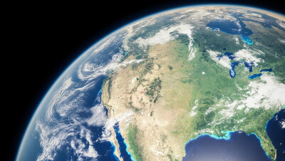 An image of North America from outside the atmosphere.