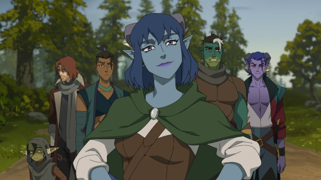 The main ensemble cast of characters from Emmy-award-winning The Might Neing, posing in a field.