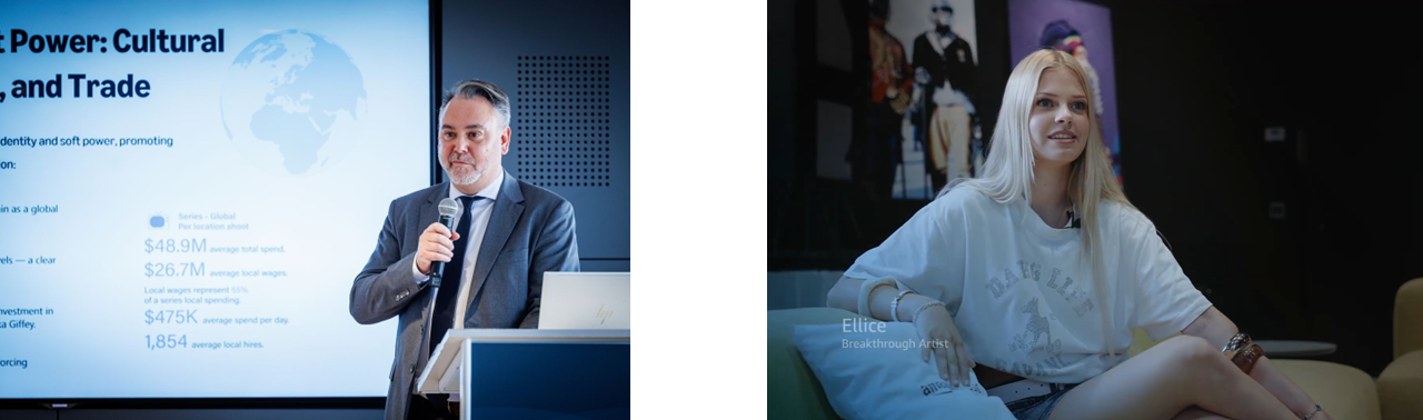 links: Päsentation von Christian Sommer (MPA-Verantwortlicher für Deutschland, Österreich und die Schweiz); rechts: Newcomerin Elli