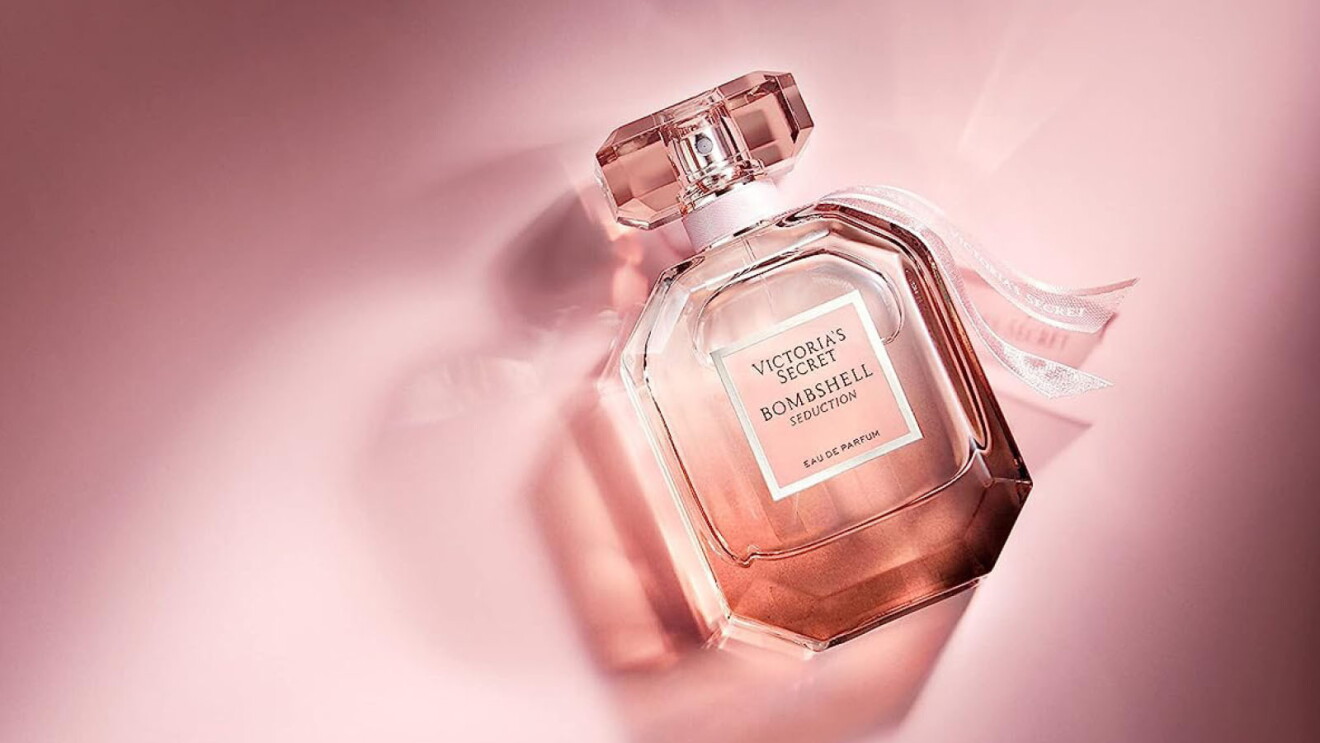 Prime Day 2023 live blog best deals: overhead shot of Victoria's Secret bombshell seduction perfume on a pink background.jpg