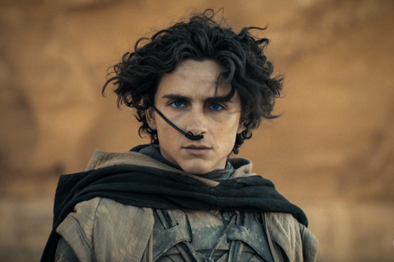 A man looking straightforward in a scene from the oscar nominated movie Dune: Part Two