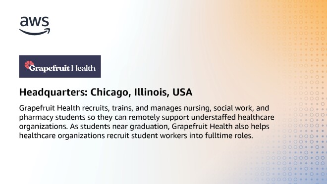 葡萄柚健康信息图表,声明“葡萄柚健康新兵,火车,和管理护理、社会工作,和药房的学生,这样他们就可以远程支持人手不足的医疗机构。作为学生毕业附近,葡萄柚健康也有助于医疗组织招募学生工人为全职的角色。”