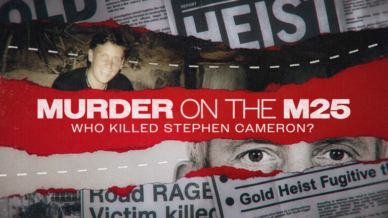 Murder on the M25 cover art featuring newspaper clippings