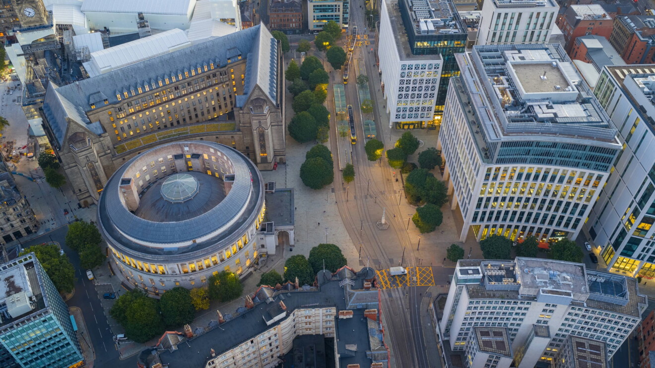 Birds-eye view of a city-scape