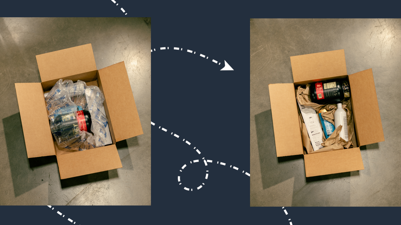 Cardboard boxes containing orders