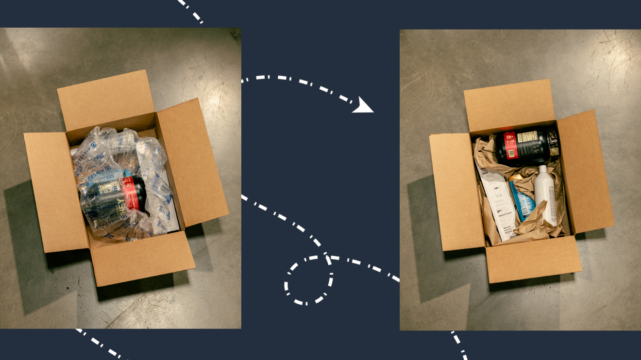 Cardboard boxes containing orders 