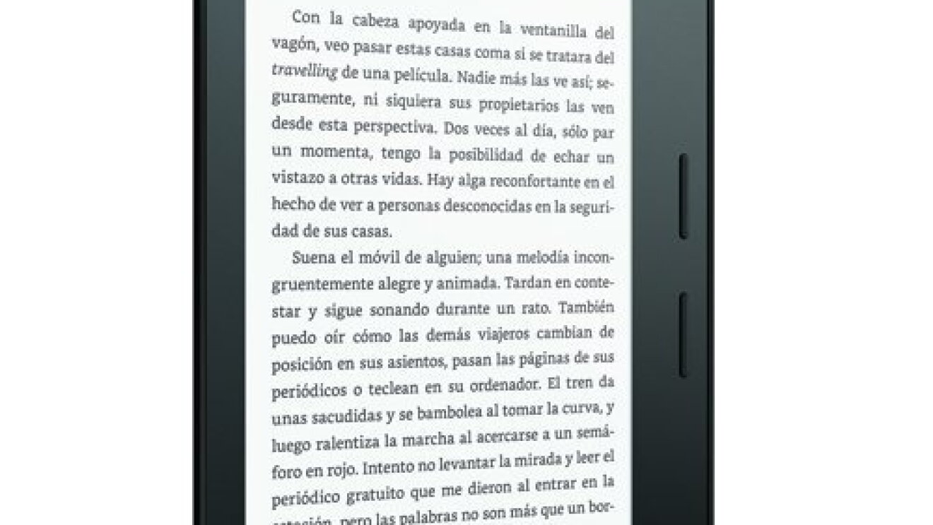 Kindle con un texto en español en la pantalla.