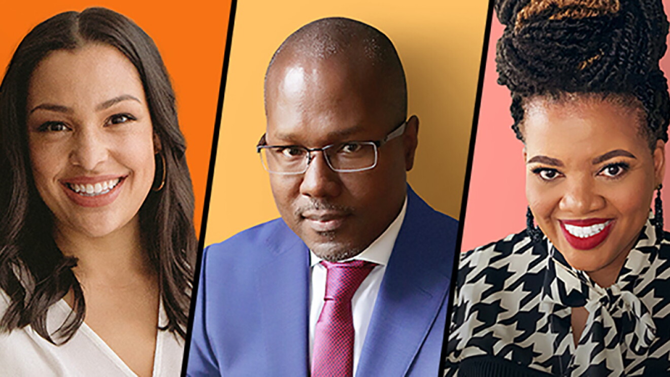 A composite of three individuals—a woman, man, and woman who have been identified as "up-and-coming entrepreneurs and innovators in the Black community. 