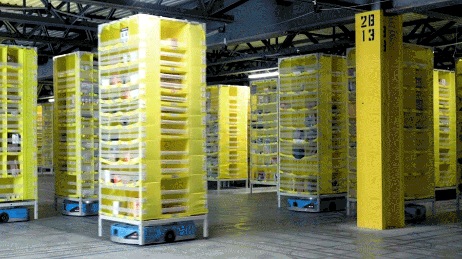 Amazon robotic drives in fulfilment centre