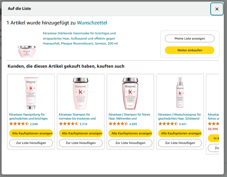 Screenshots von Amazon Wishlist einstellungen