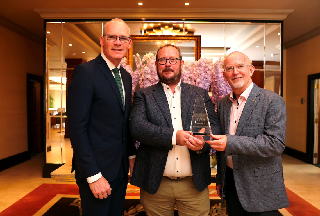 Minister for Enterprise, Simon Coveney TD; Liam Linehan, STS Group; Neil Morris, AWS Country Lead (left to right)