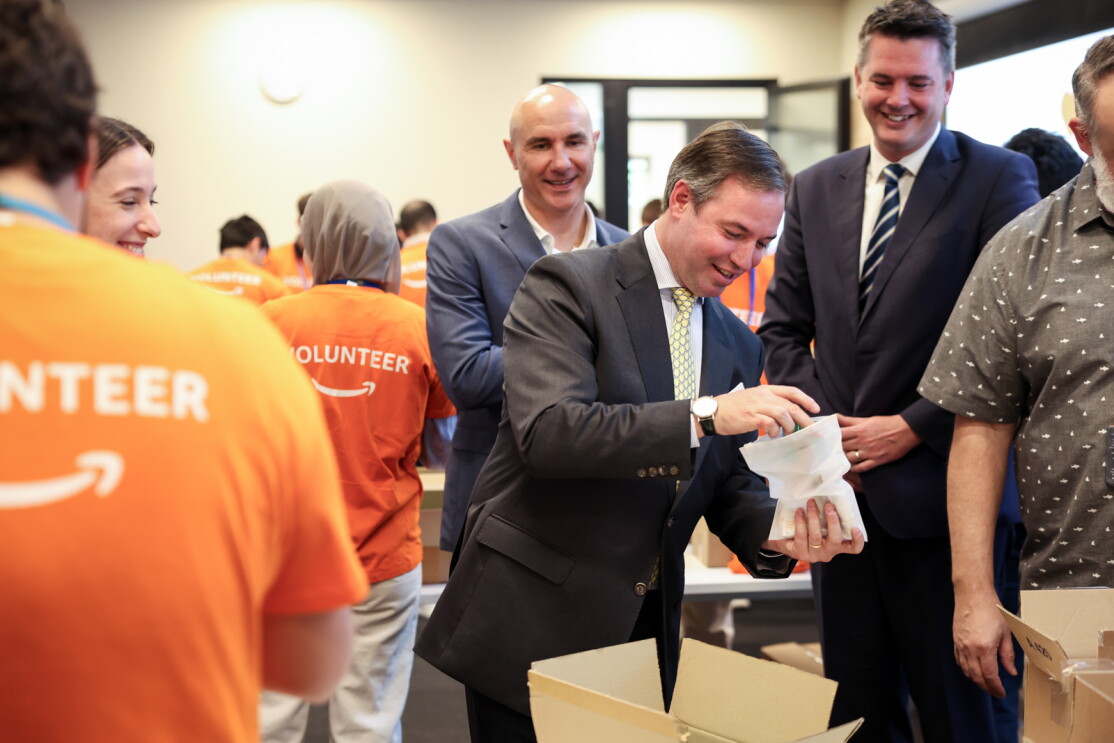 HRH Grand Duke Guillame at our European HQ packing hygiene kits for people in need  