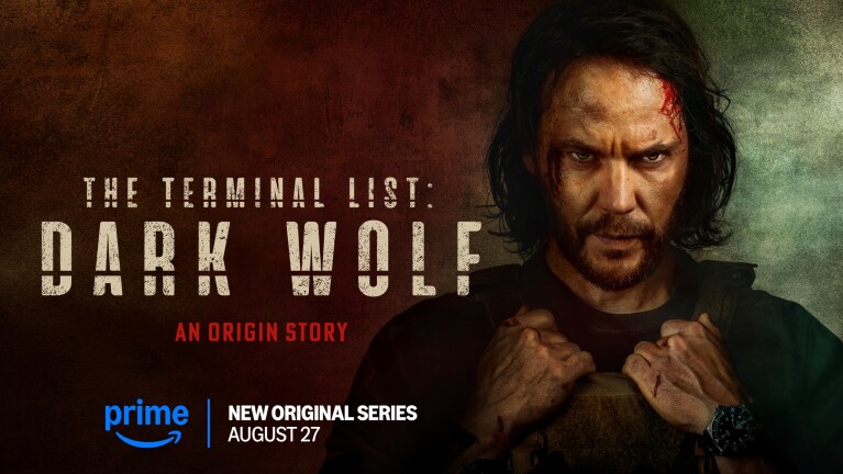 Promotional poster for 'The Terminal List: Dark Wolf' series on Amazon Prime