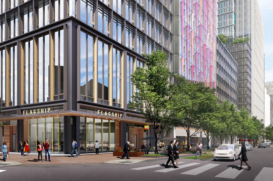 Rendering of new Amazon headquarter location in Arlington, Virginia.