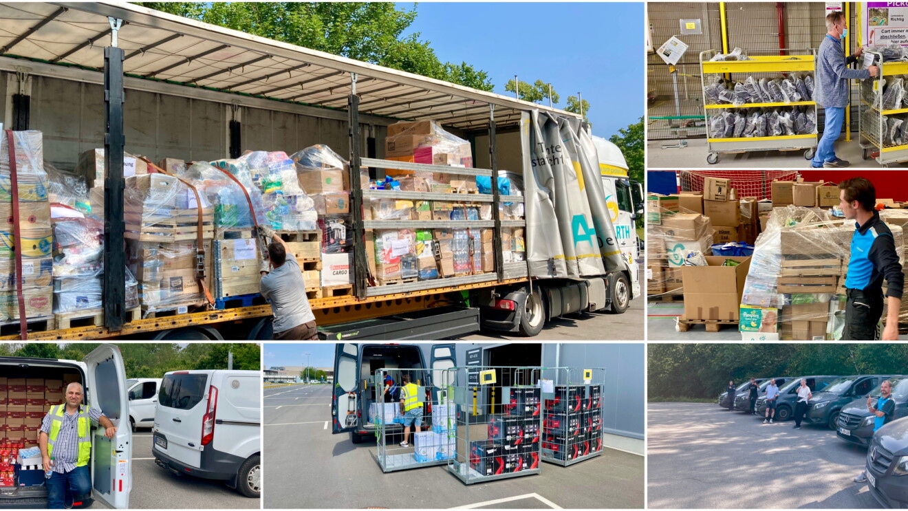 Collage zur Fluthilfe von Amazon
